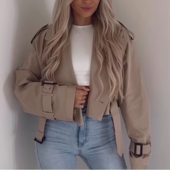 Zara Cropped Oversized Trench Coat Jacket - Picture 13 of 13